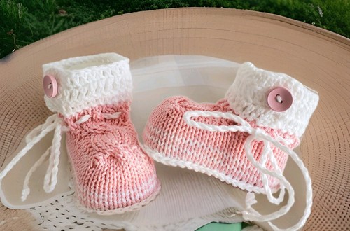 Babyschuhe gestrickt 8 5 - babyschuhe, 💕